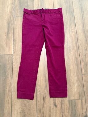 Cropped Slim-Fit Pants in Rich Berry